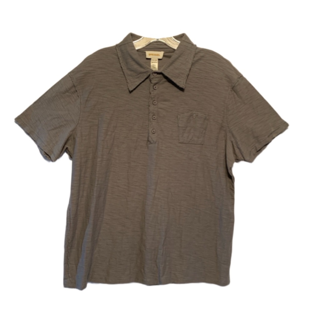 Diesel Jeans Polo Shirt Large Gray Short XXL Sleeve Casual Distressed
